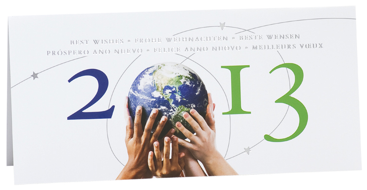Festtagskarte mit Erde und Jahreszahl 2013 bm842002