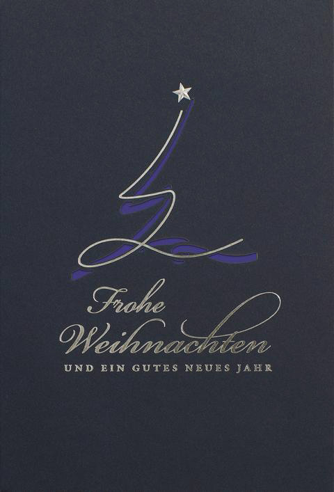 Weihnachtskarte nachtblau mit farbigem Einleger zur Auswahl
