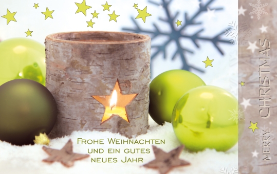 Weihnachtskarte Kerzenlicht mit Taschenkalender im Visitenkartenformat