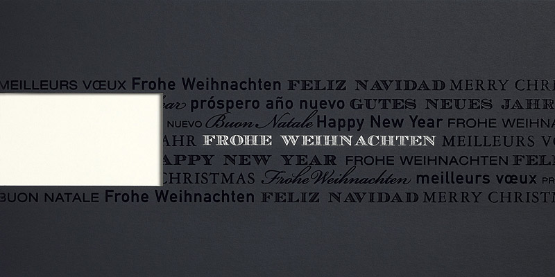 Weihnachtskarte nachtblau Logoausschnitt und Frohe Weihnachten