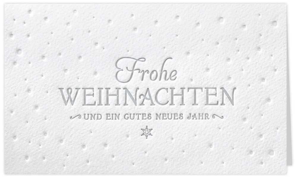 Weihnachtskarte mit Letterpress Frohe Weihanchten und ein gutes neues Jahr
