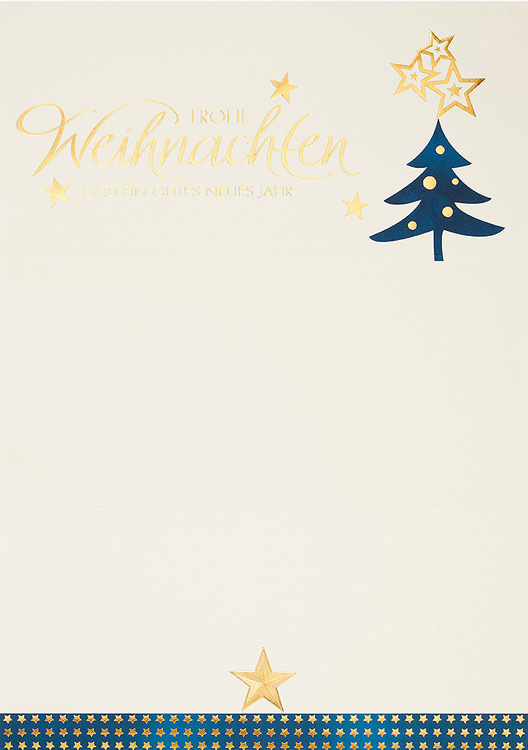 Weihnachtsbrief creme/blau Frohe Weihnachten & gutes neues Jahr