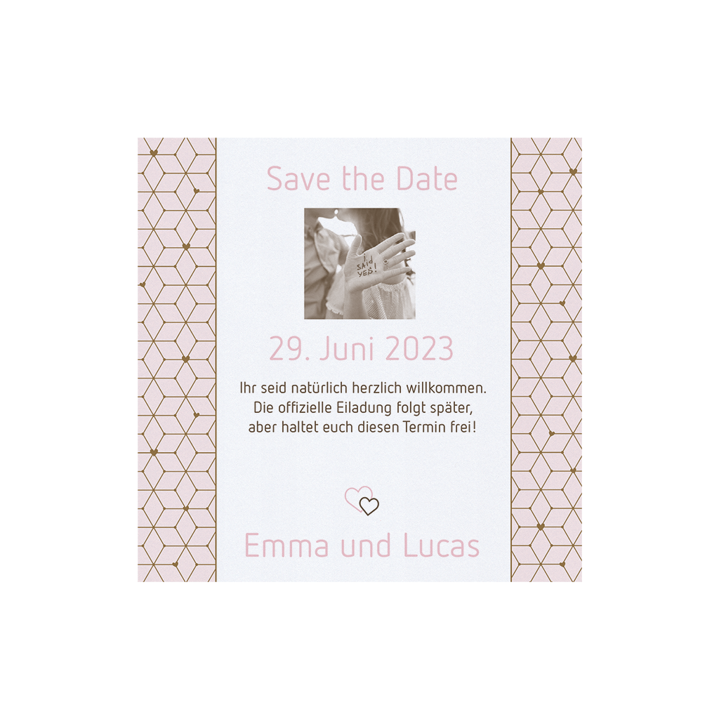 Moderne Save the Date Karte oder Dankeskarte mit geometrischem Muster