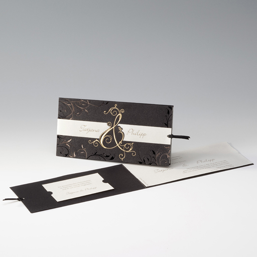 Hochzeitskarte dunkelbraun metallic gold &-Zeichen ba722012