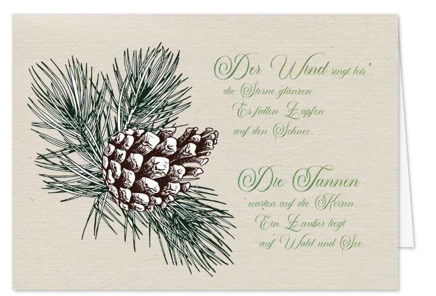 Weihnachtskarte "Besinnliches Gedicht“  in Naturpapier-Optik mit gutem Zweck für die Kinderkrebs-Stiftung