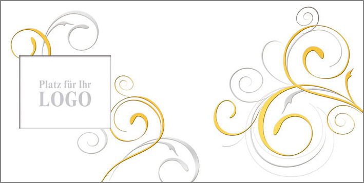 Glückwunschkarte creme metallic mit Ornamenten und Fensterstanzung für Logoeindruck