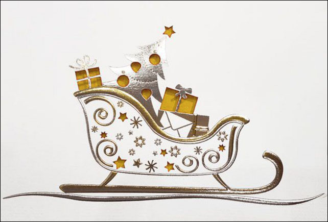 Spendenkarte mit weihachtlichen Motiven - Einleger gold