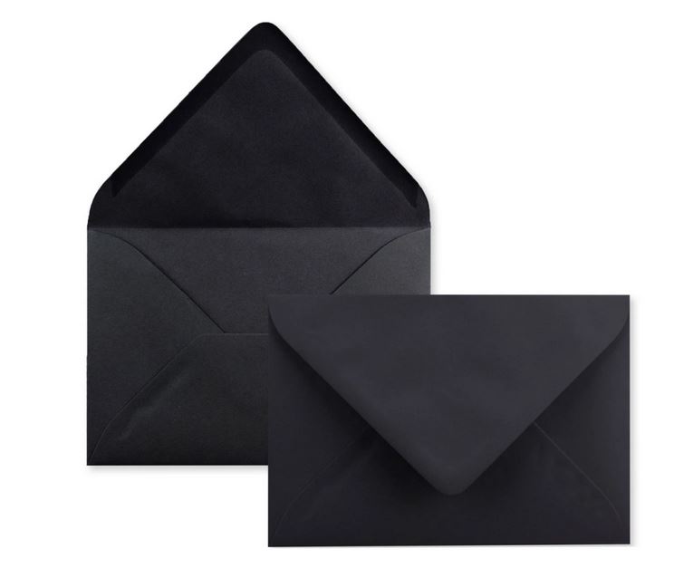 Briefumschlag DIN B6, 17,6 x 12,5 cm in schwarz, Nassklebung