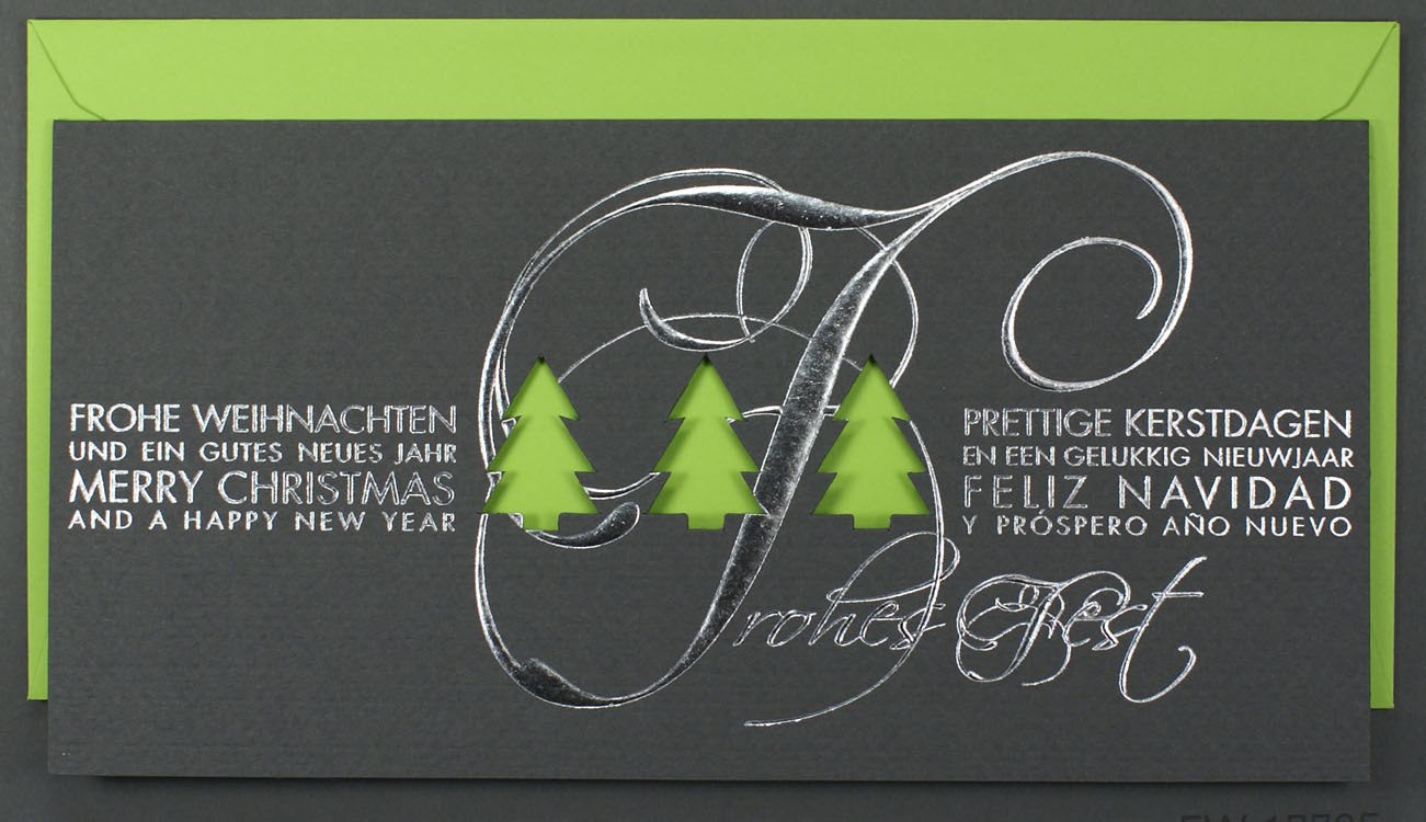 Charity-Weihnachtskarte mit gutem Zweck: Peter Maffay Stiftung in anthrazitgrau mit silber