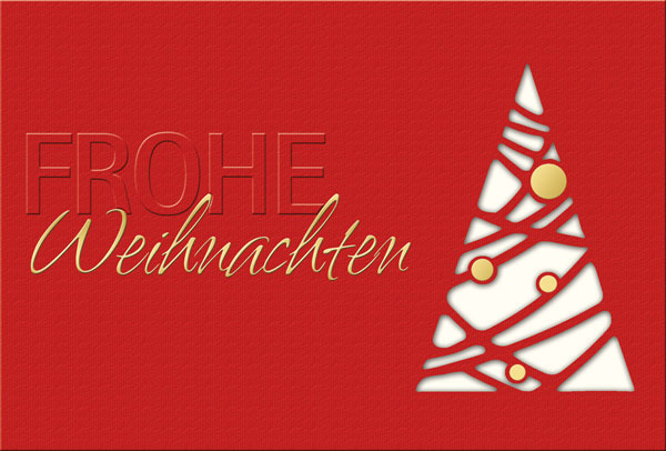 Weihnachtskarte rot Frohe Weihnachten mit Weihnachtsbaum und wählbarem Einleger