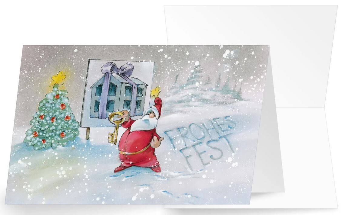 branchenkarte-frohes-fest-immobilien-makler-hausvermittlung-humorvoll-goldener-schluessel-16682 Lustige Branchen-Weihnachtskarte für Immobilienbüro, Immobilienvermittung und Verwaltung