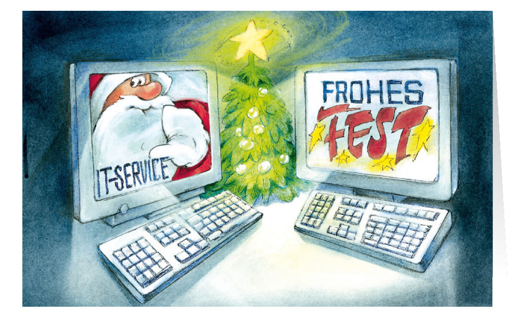 Weihnachtskarte Branchenkarte Computer IT-Service Frohes Fest