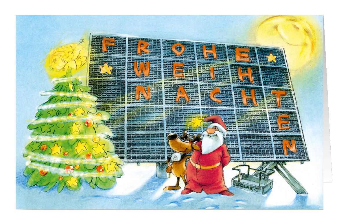 Weihnachtskarte Branchenkarte Solartechnik Photovoltaik Frohe Weihnachten