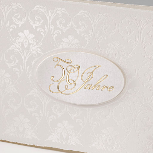 Jubiläumskarte mit Applikation 50, 60 und 75 Jahre Goldhochzeit