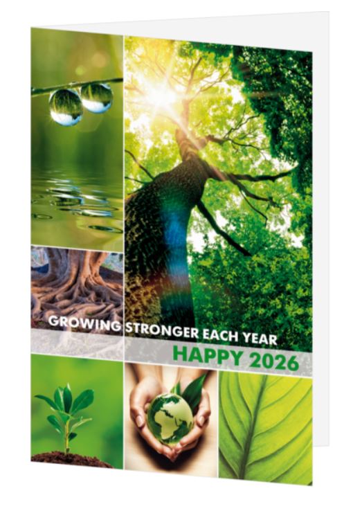 Neujahrsspendenkarte "Going stronger each year" mit Naturfotos für Sharkporject GmbH
