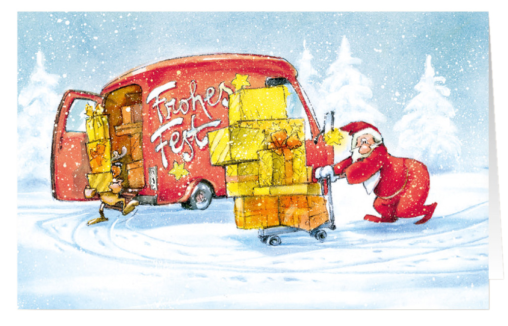 Weihnachtskarte Branchenkarte Transportunternehmen Frohes Fest