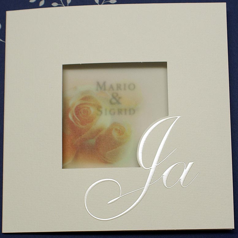 Hochzeitskarte fc481439 perlmuttrelief Rosenblüten Transparent