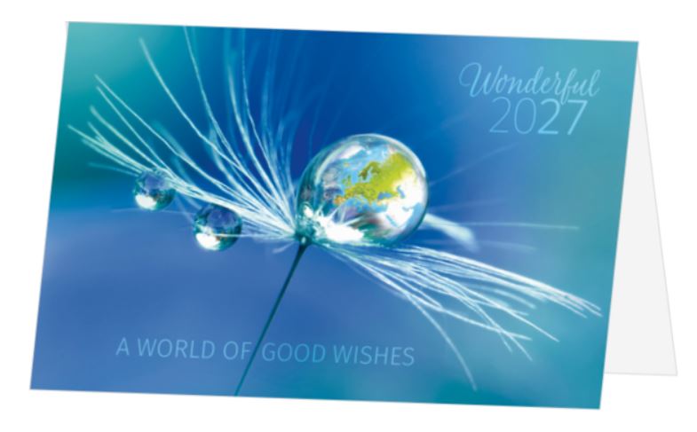 Neujahrskarte mit Gutem Zweck für WAR CHILD mit Slogan "A world of good wishes"