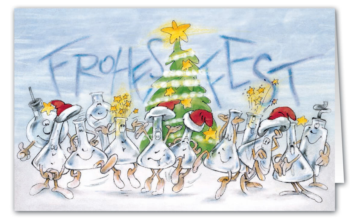 Weihnachtskarte für Chemie, Labor, Forschung und Wissenschaft als lustige Branchenkarte