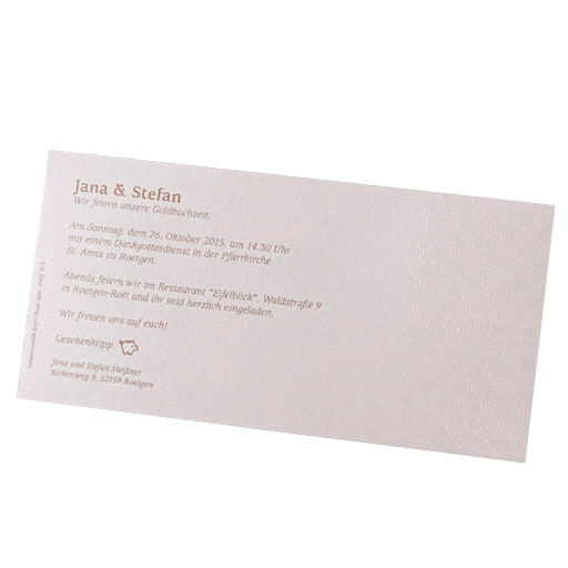 Hochzeitskarte goldmetallic wir heiraten &-Zeichen