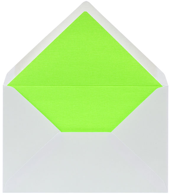 Briefumschlag 18,5x12 cm schneeweiß Futter neon-grün nassklebend