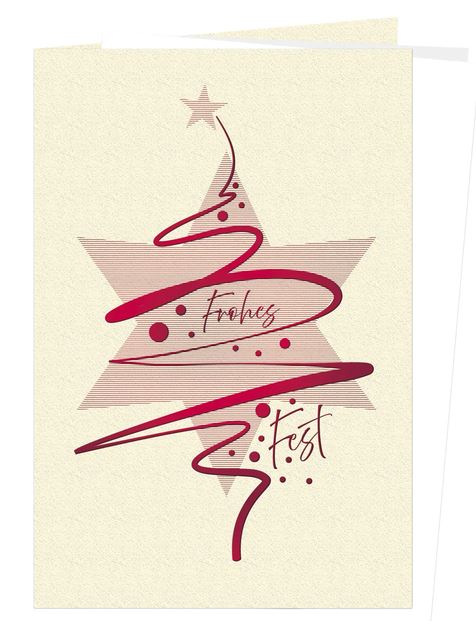 Cremefarbene Weihnachtskarte "Christmas Joy" mit Stern und Weihnachtsgruß in Rotfolienprägung, inkl. Einleger innen
