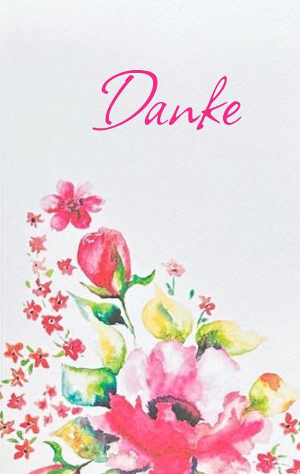 Dankkarte als Klappkarte in cremeweiß mit floralem Aquarelldruck und Einlegeblatt
