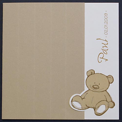 Geburtskarte / Taufkarte sandfarben bm58625fr Teddybär