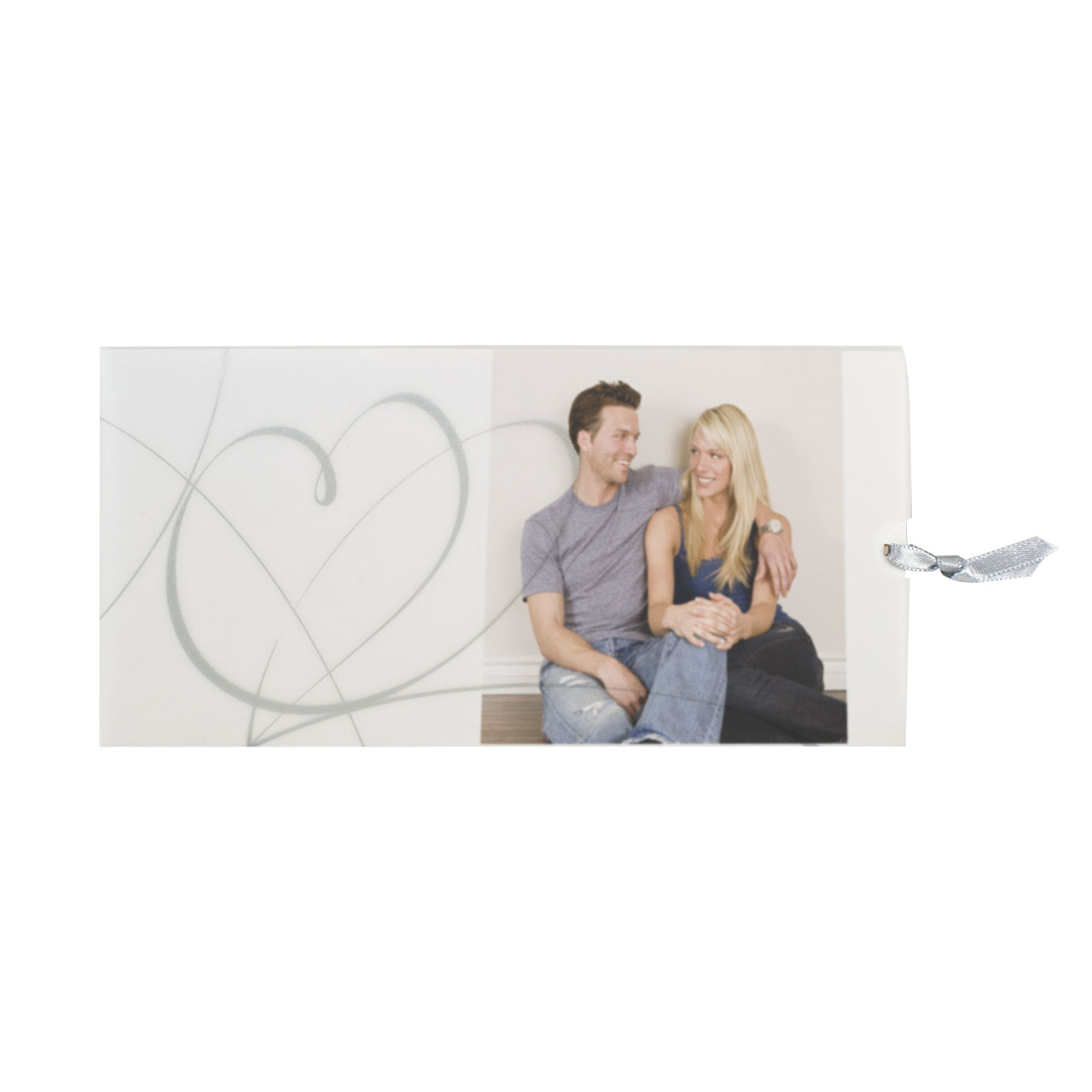 Hochzeitskarte / Fotokarte mit Transparent und silbergrauem Herz