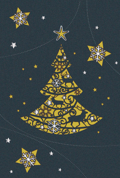 Weihnachtskarte mit filigraner Laserstanzung - Einlegeblatt gold