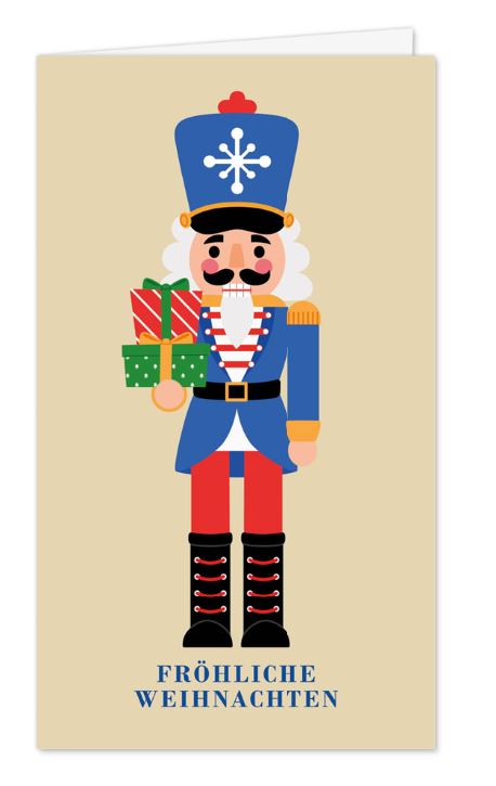 Traditionelle Weihnachtskarte „Nostalgischer Nussknacker“ im praktischen Kleinformat zum attraktiven Preis