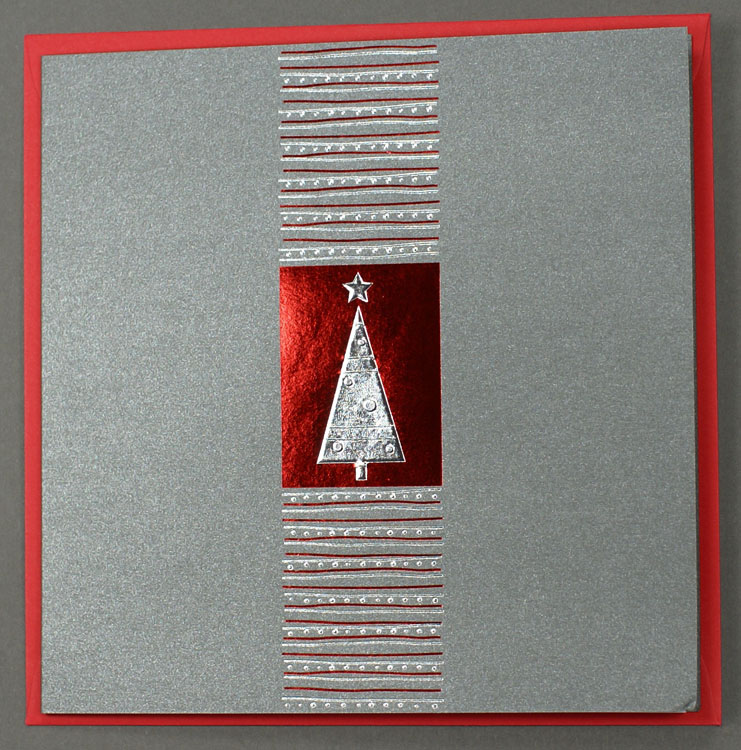 Weihnachtskarte anthrazit metallic Weihnachtsbaum quadratisch