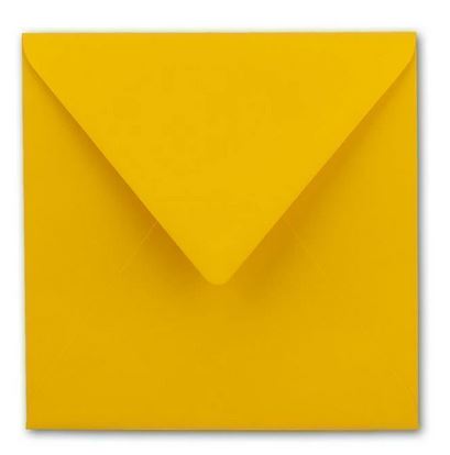 Briefumschlag 15,5 x 15,5 cm gelb, nassklebend, quadratisch ohne Fenster