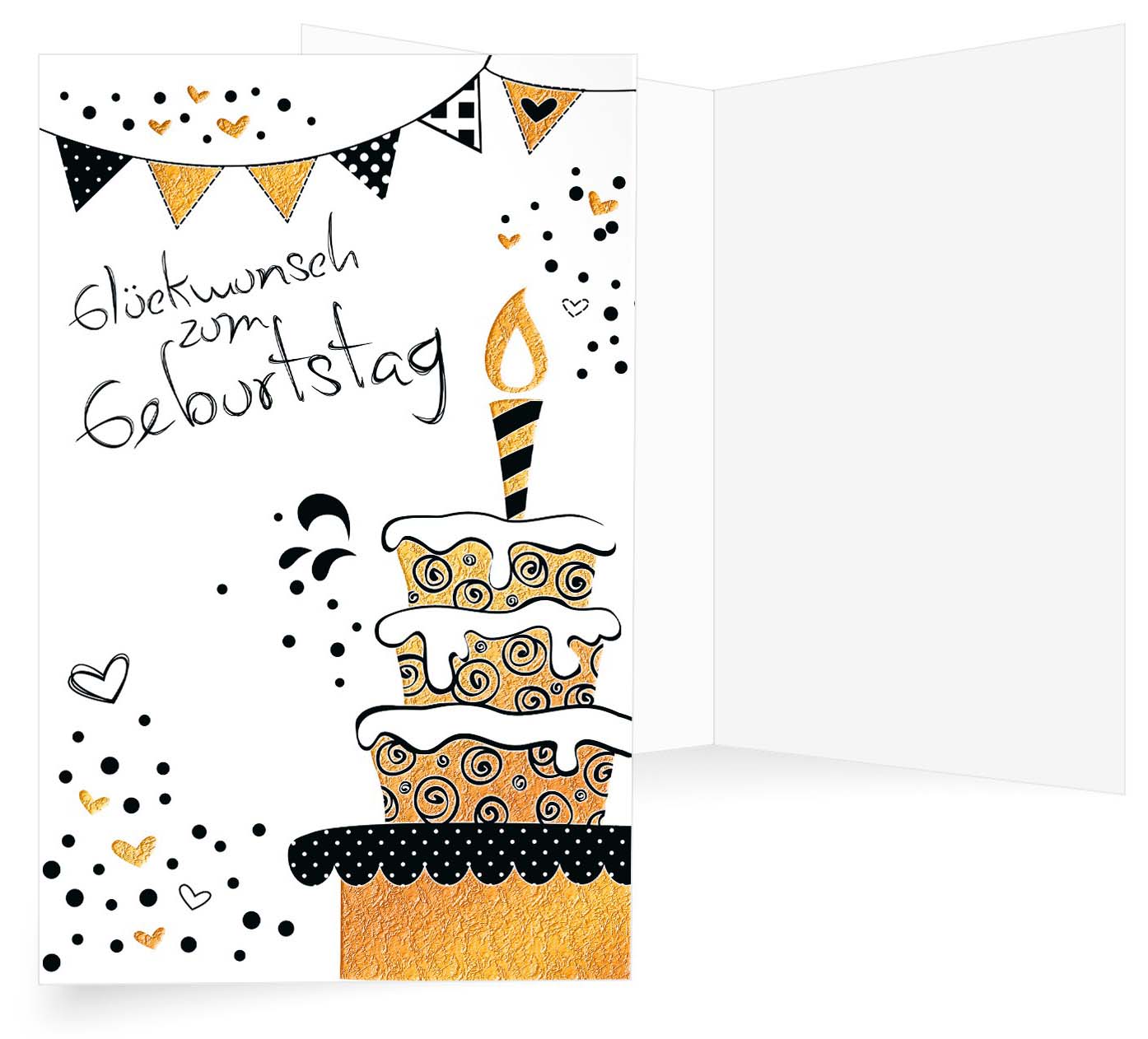Glückwunschkarte zum Geburtstag mit Mega-Geburtstagstorte