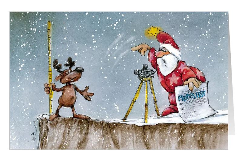 Weihnachtskarte "Genau zum Fest" für Vermessungstechnik, Bauunternehmen, Geoinformatiker, Ingenieubüro, Architekten