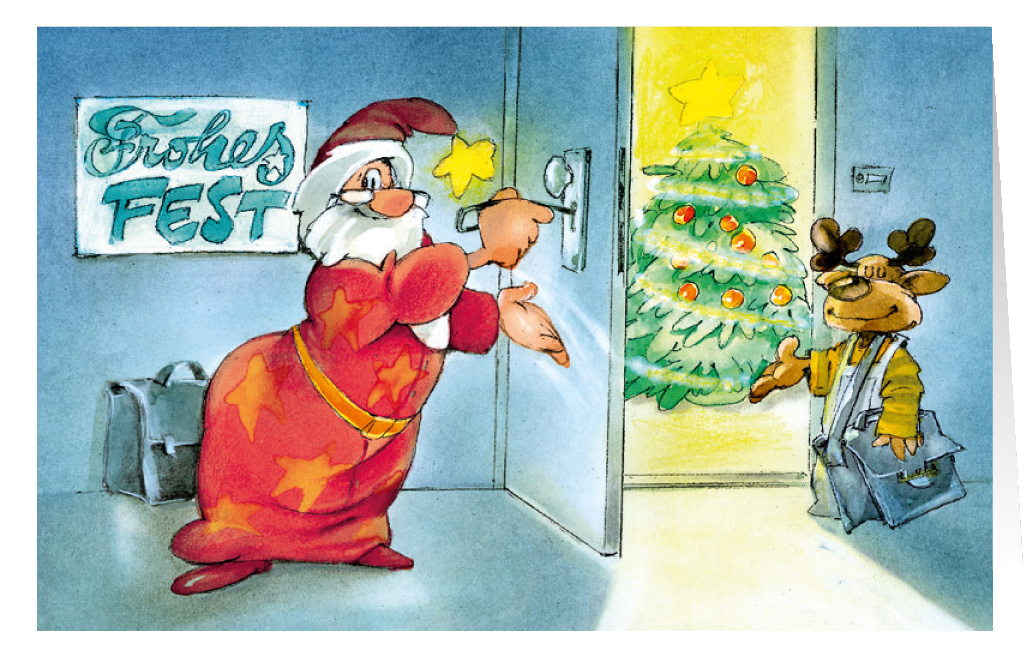 Weihnachtskarte Branchenkarte Schlüsseldienst Frohes Fest