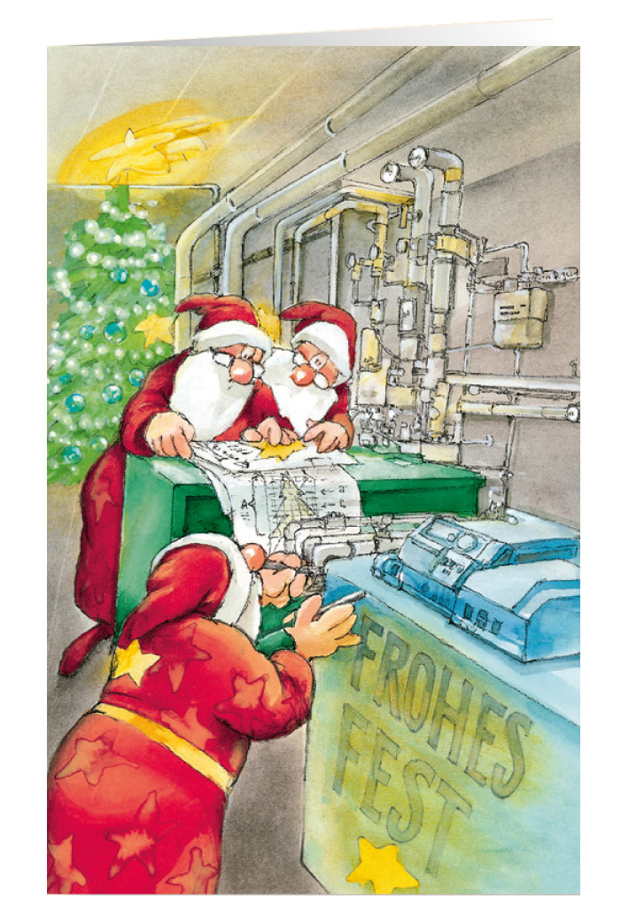 Weihnachtskarte Branchenkarte Heizungsbau Installateur Sanitär Frohes Fest