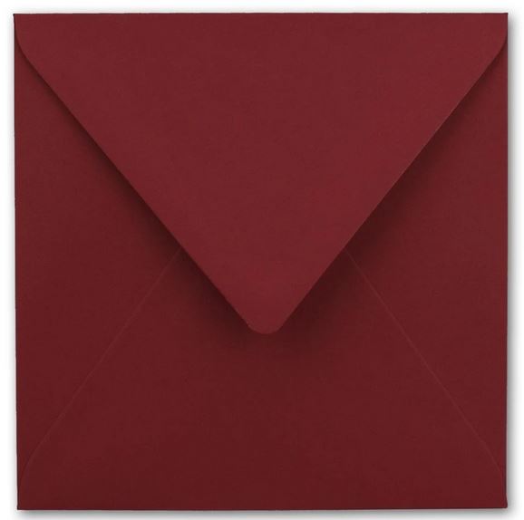 Briefumschlag 15,5 x 15,5 cm dunkelrot, nassklebend, quadratisch ohne Fenster