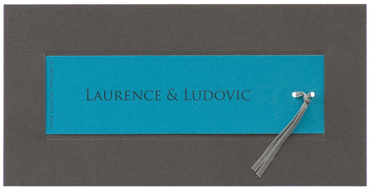 Einladungskarte blanko anthrazit metallic + Einleger azurblau