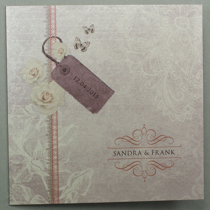 Hochzeitskarte quadratisch Ornament Rosen Bordüre ba723041
