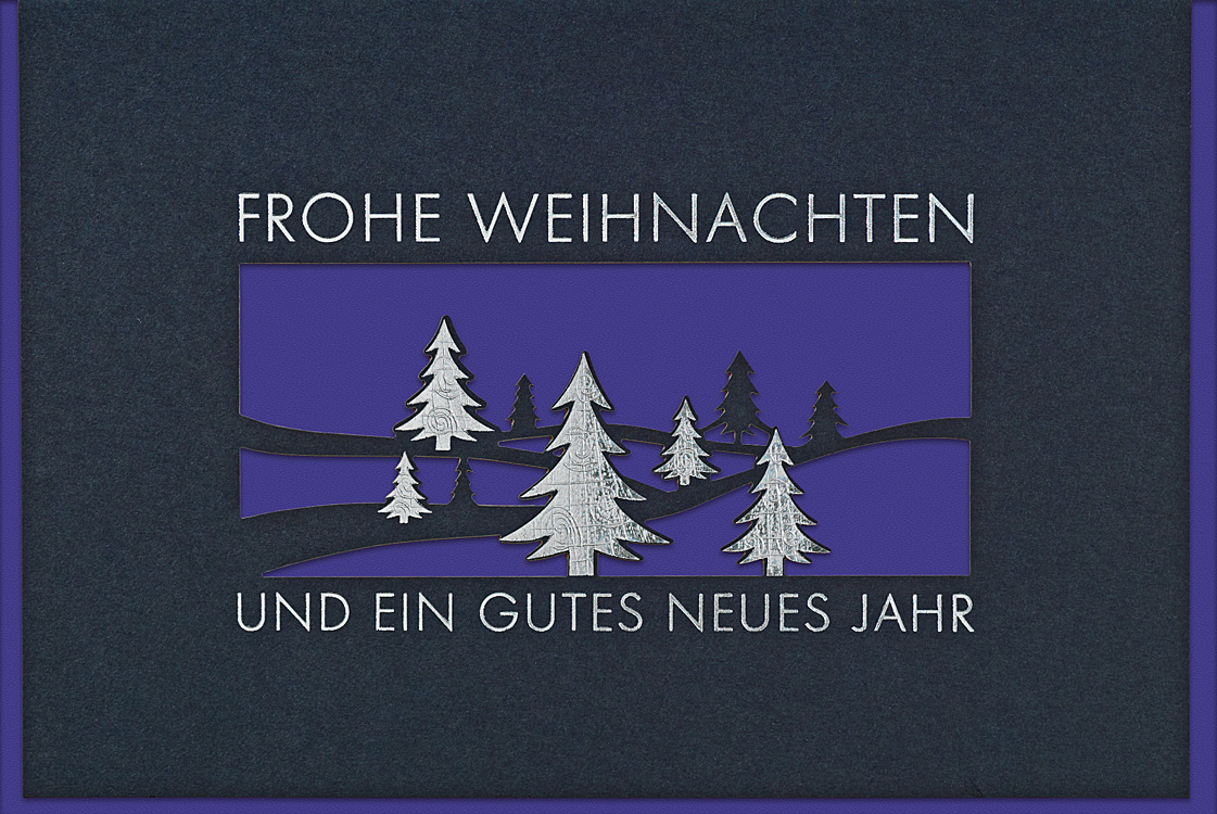 Weihnachtskarte nachtblau m. farbigem Einleger zur Auswahl