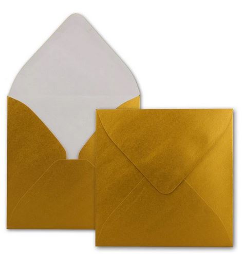 Briefumschlag 15,5x15,5 cm gold-metallic mit Nassklebung 