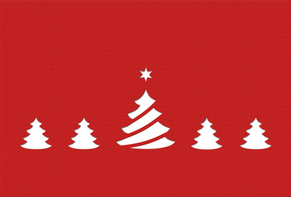 Weihnachtskarte rot mit gestanzten Weihnachtsbäumen und wählbarem Einleger