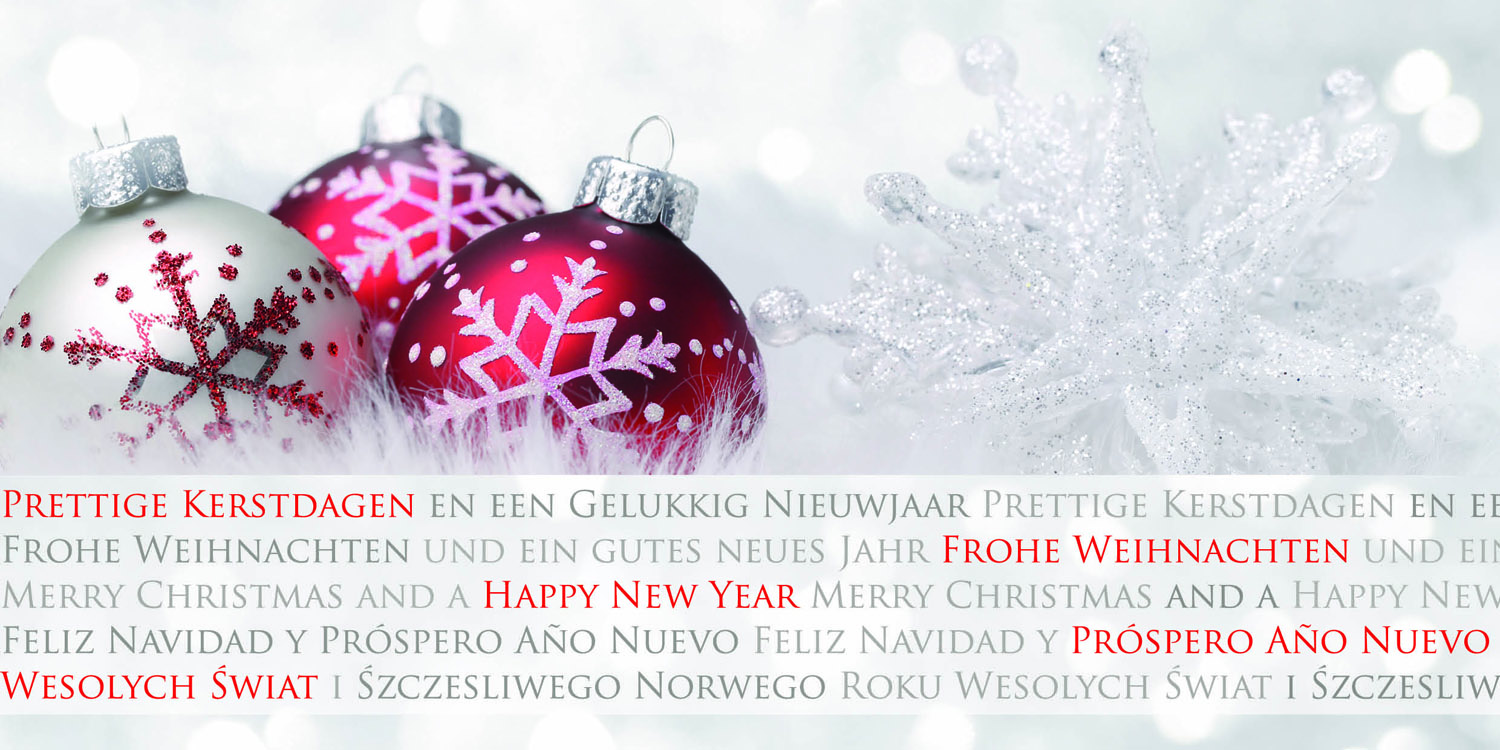 Weihnachtskarte mit Kugeln guter Zweck: Make-A-Wish e.V.