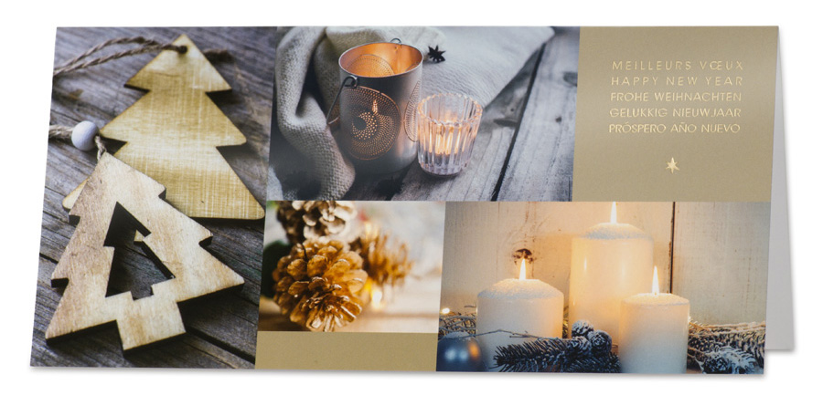 Weihnachtskarte mit mit weihnachtlichen Fotomotiven international