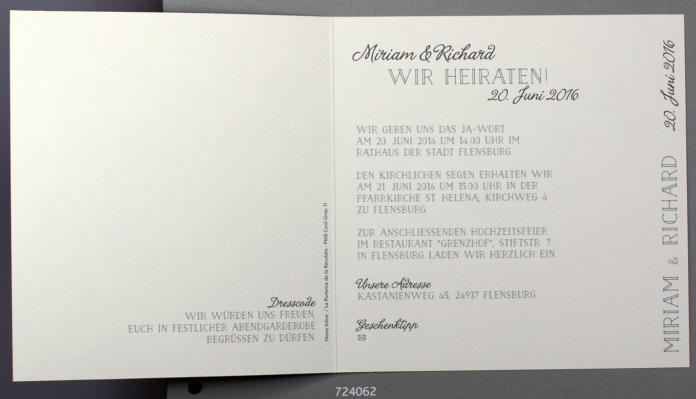 Hochzeitseinladungskarte dunkelblau quadratisch Aquarellkarton