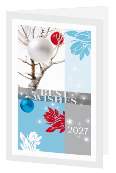 Weihnachtskarte "Best Wishes" mit Jahreszahl 2027 und Spende für SharkProject Germany e.V.
