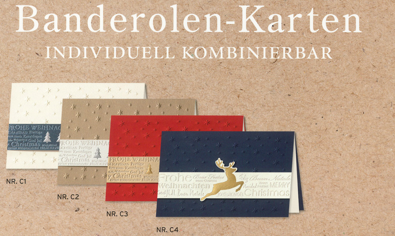 Weihnachtskarte Sterne mit individuell frei wählbarer Banderole