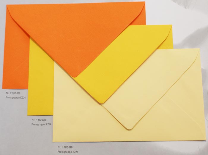 Briefumschlag 19x12 cm orange Nassklebung mit Seidenfutter