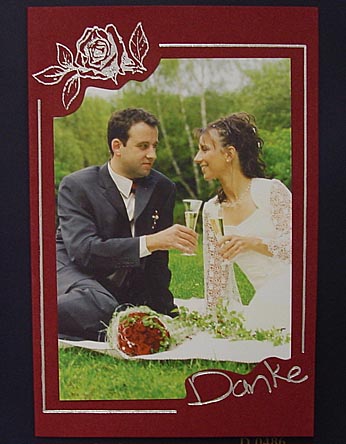 Foto-Dankkarte fzd0486 bordeauxrot silber Danke mit Innentext